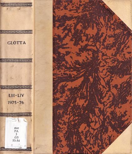 Glotta, volume LIII-LIV, anno 1975-76 - copertina