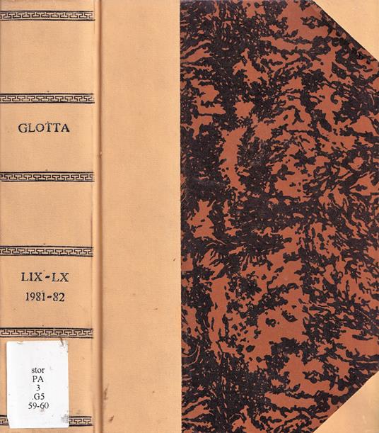 Glotta, volume LIX-LX, anno 1981-82 - copertina