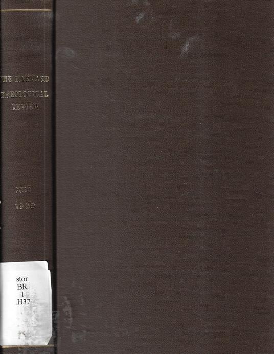 Harvard theological review contents of Volume 92 1999 - copertina