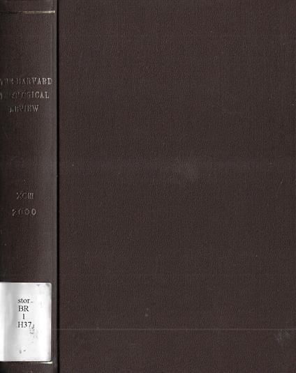 Harvard theological review contents of Volume 93 2000 - copertina