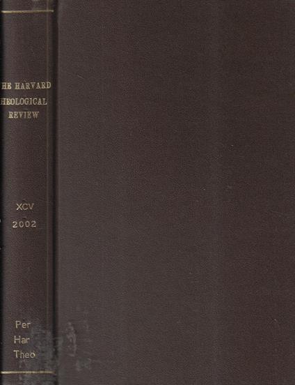 Harvard theological review contents of Volume 95 2002 - copertina