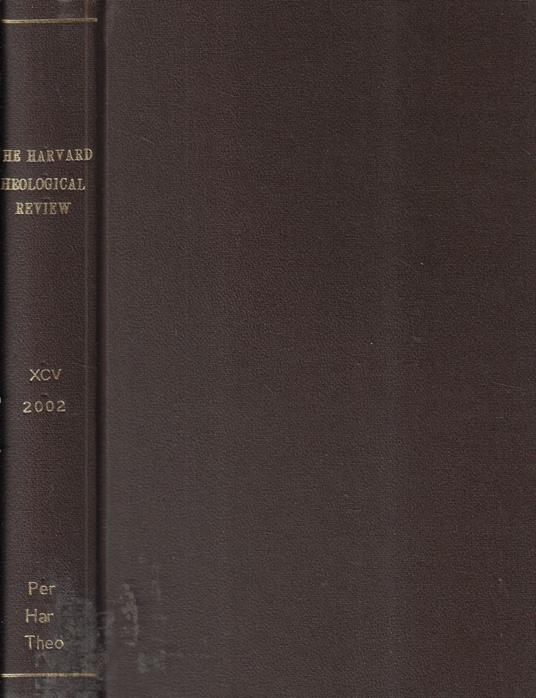 Harvard theological review contents of Volume 95 2002 - copertina