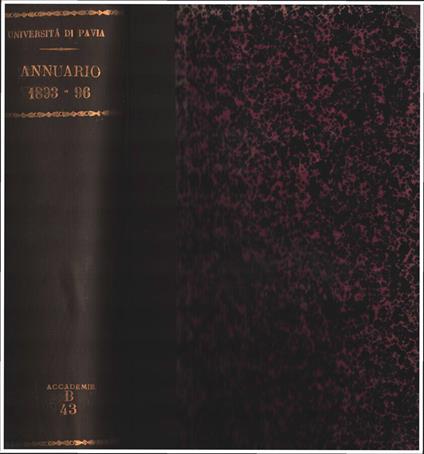 Annuario della R. Università di Pavia 1893-96 - copertina