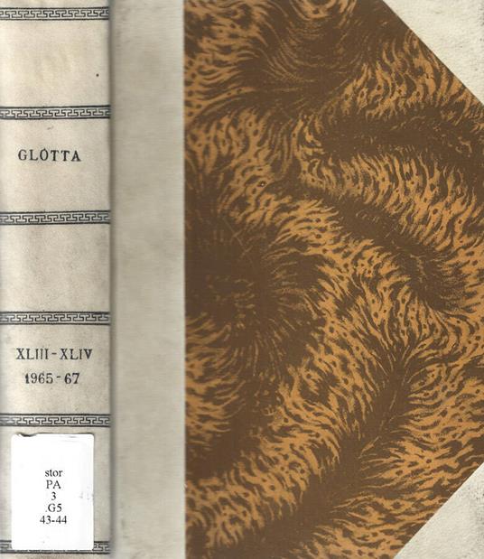 Glotta Vol. XLIII-XLIV - copertina