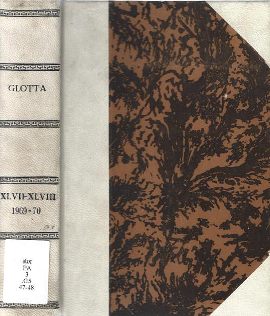 Glotta Vol. XLVII- XLVIII - copertina