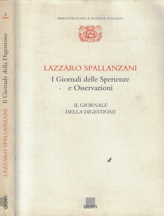 Lazzaro Spallanzani. I giornali delle speranze e Osservazioni - copertina