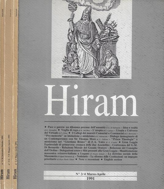 Hiram anno 1991 n. 3-4, 7-8, 9-10 - copertina
