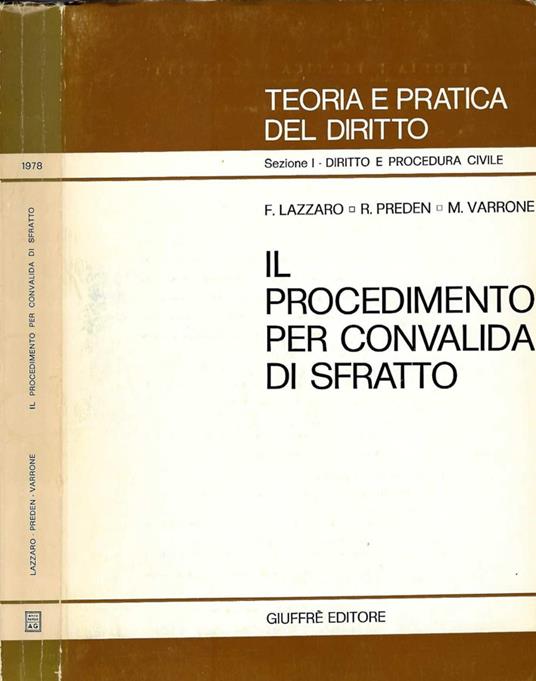 Il procedimento per convalida di sfratto - copertina