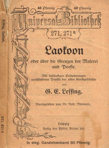 Laokoon oder uber die grenzen der Mahlerei und poesie - copertina