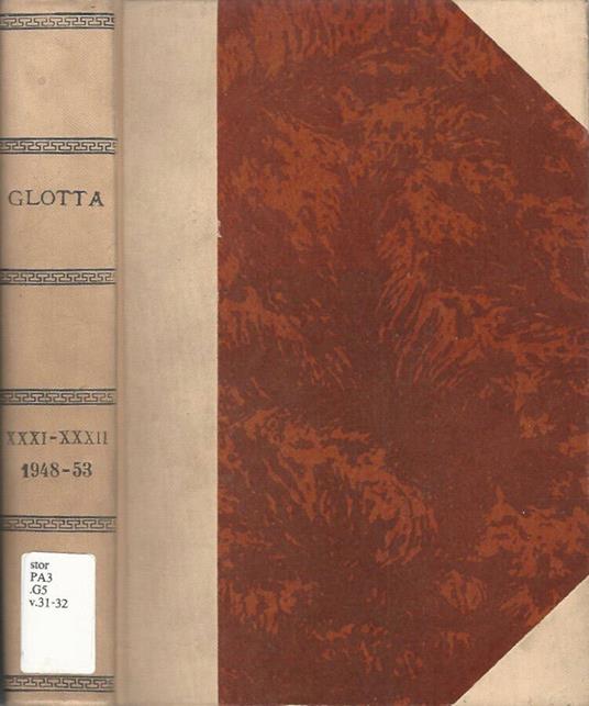 Glotta - Vol. XXXI-XXXII 1948 - 53 - copertina