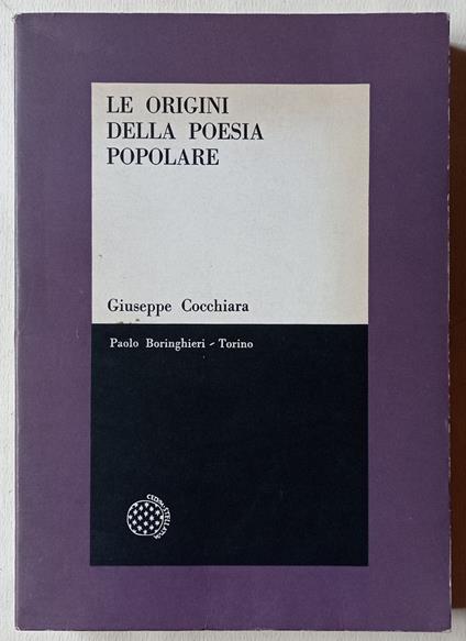 Le origini della poesia popolare - Giuseppe Cocchiara - copertina