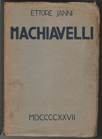 Machiavelli - Ettore Janni - copertina