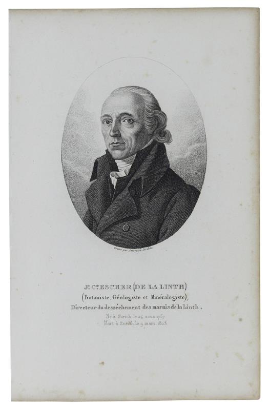 Portrait De Jean C. Escher De La Linth (Botaniste, Géologiste Et Minéralogiste) 1767-1823. Gravure Sur Acier Dessinée Et Gravée Par Ambroise Tardieu - 1825 - copertina