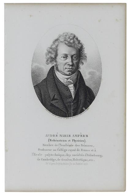 Portrait De Andrè Marie Ampere (Mathématicien Et Physicien) 1775 – 1836.  Gravure Sur Acier Dessinée Et Gravée Par Ambroise Tardieu - 1825 - copertina