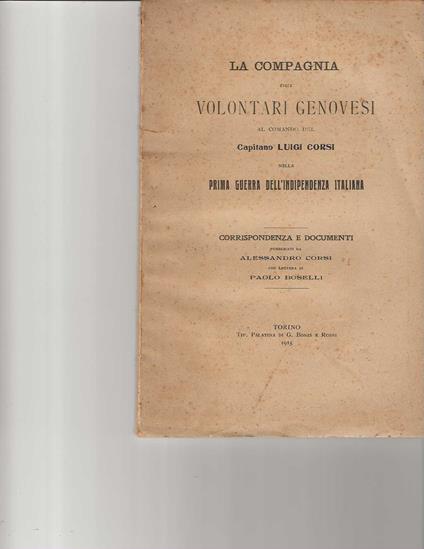 compagnia dei volontari genovesi - Alessandro Corsi - copertina