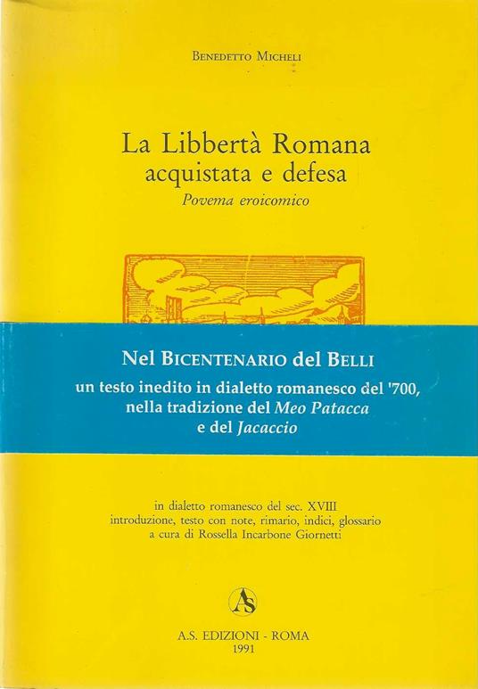 Libbertà Romana acquistata e defesa - Benedetto Micheli - copertina