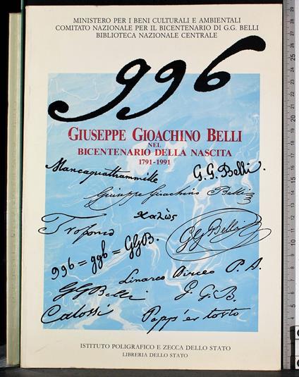 996 Giuseppe Gioachino Belli bicentenario della nascita 1791-1991 - copertina