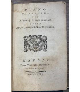 Piano di riforma degli attuarj, e prorazionali della Regia Camera della sommaria - copertina