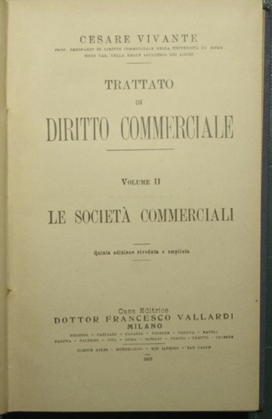 Trattato di Diritto Commerciale