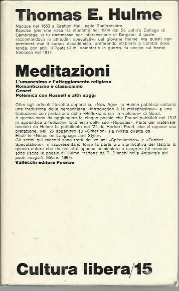 Meditazioni - Thomas E. Hulme - copertina