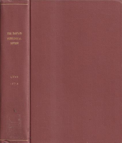 The Harvard Theological review, volume LXVII, anno 1974 - copertina