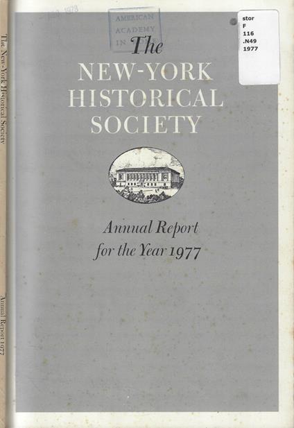 Annual Report of The New-York Historical Society for the year 1977 - copertina
