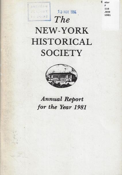 Annual Report of The New-York Historical Society for the year 1981 - copertina