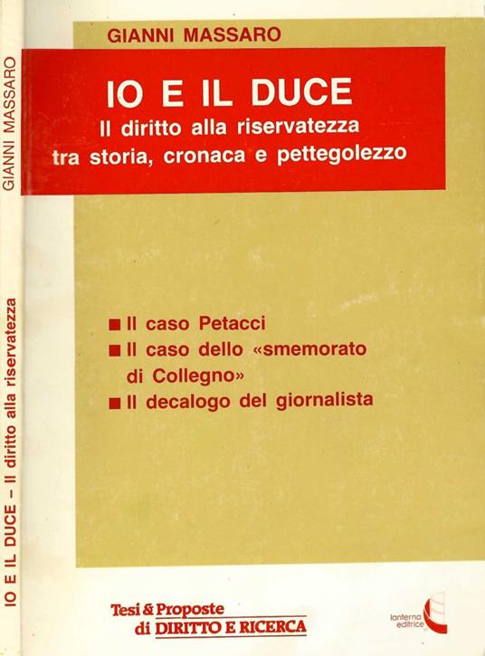 Io e il duce - Giovanni Massaro - copertina