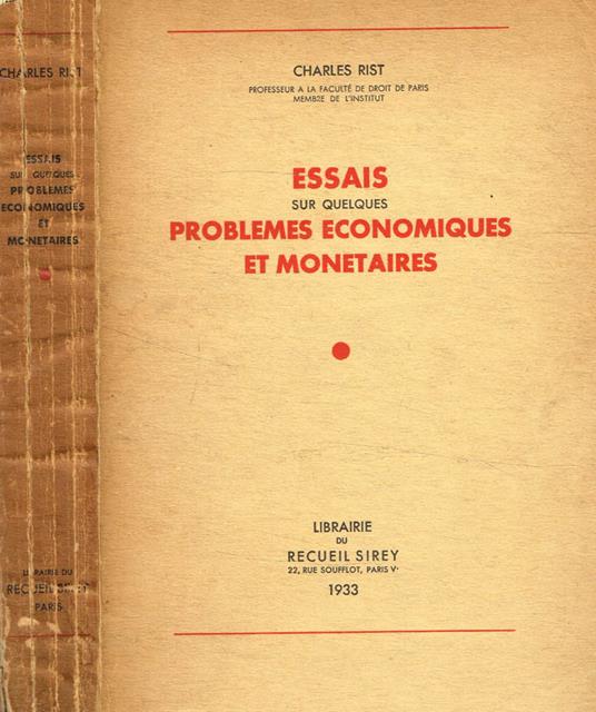 Essais sur quelques problemes economiques et monetaires - copertina