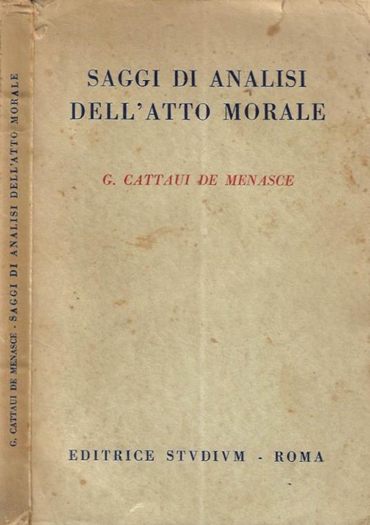 Saggi di analisi dell'atto morale - copertina