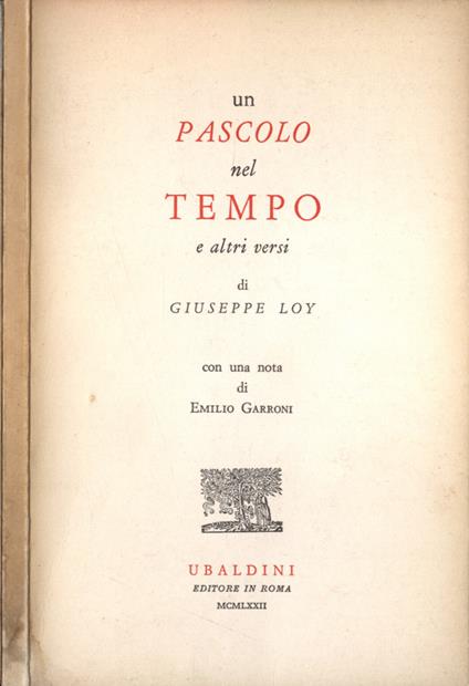 Un pascolo nel tempo - Giuseppe Loy - copertina