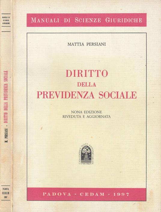 Diritto della previdenza sociale - Mattia Persiani - copertina