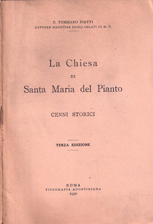 La Chiesa di Santa Maria del Pianto - P. Tommaso Piatti - copertina