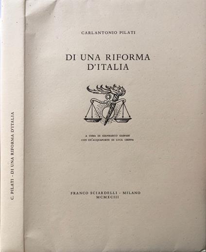 Di una riforma d'Italia - Carlantonio Pilati - copertina