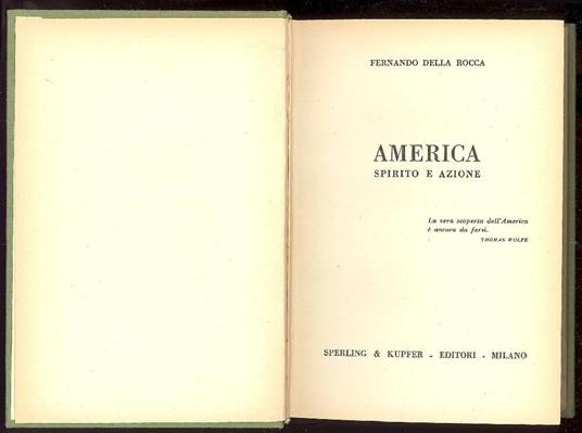 America. Spirito e azione - Fernando Della Rocca - copertina