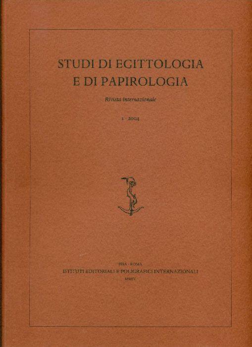 Studi di Egittologia e di papirologia. 2004, N.1 - copertina