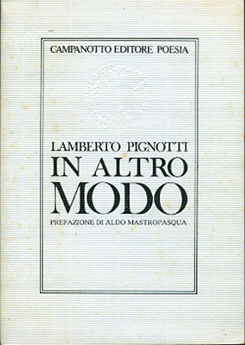 In altro modo - Lamberto Pignotti - copertina