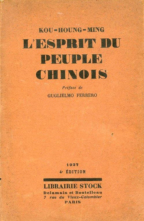 L' esprit du peuple chinois - Kou-Houng-Ming - copertina