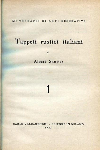 Tappeti rustici italiani - Albert Sautier - copertina