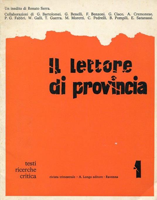 Il lettore di provincia. Anno I, fascicolo 1, giugno 1970 - copertina