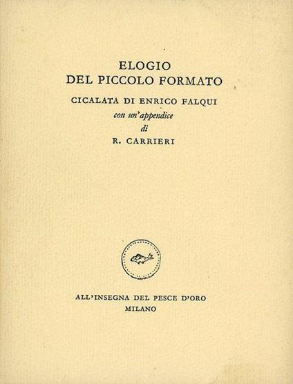 Elogio del piccolo formato - Enrico Falqui - copertina