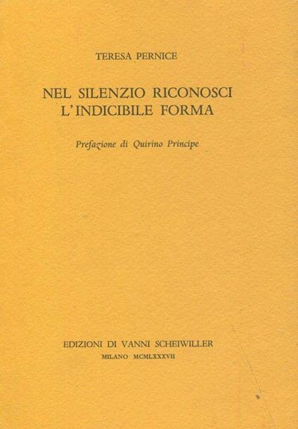 Nel silenzio riconosci l'indicibile forma - copertina