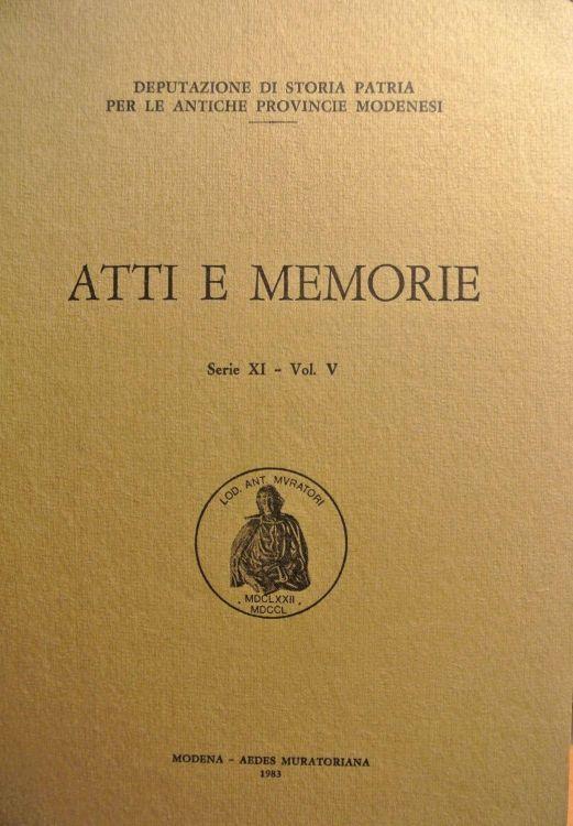 ATTI e MEMORIE - SERIE XI - VOL. V - copertina