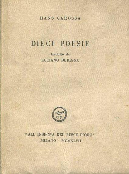 Dieci poesie - Hans Carossa - copertina