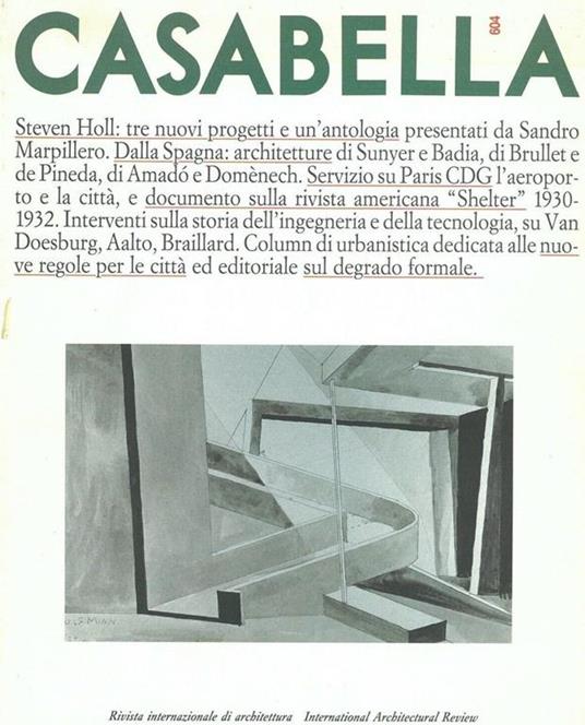 Casabella. Numero 604 Settembre/September 1993 - copertina