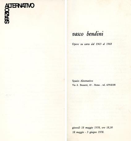 Opere su carta dal 1965 al 1968 - Vasco Bendini - copertina