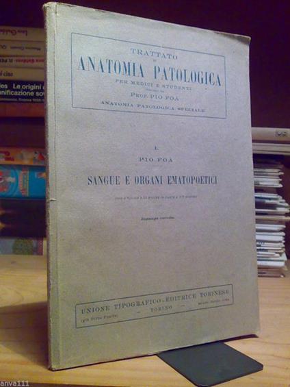 Pio Foà - ANATOMIA PATOLOGICA DEL SANGUE E DEGLI ORGANI EMATOPOETICI 1921 - copertina