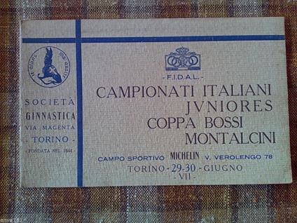 Camp. Italiani Juniores Ginnastica 1929 - Coppa Bossi - Montalcini To Michelin - copertina