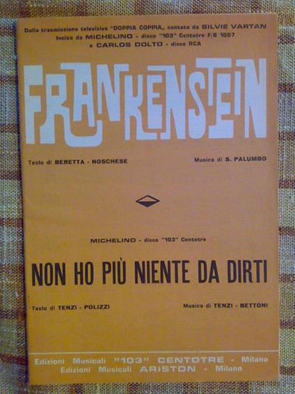 Frankenstein / Non Ho Piú Niente Da Dirti - 1969 - copertina