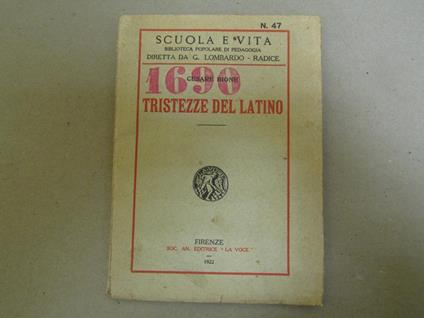 Tristezze Del Latino - Cesare Bione - copertina